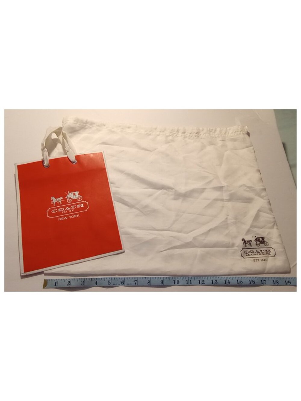 Coach Satin Dust Bag & Coach Red Gift Bag
